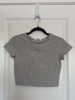 Ardene Basic Collection Light Grey Crop T-Shirt
